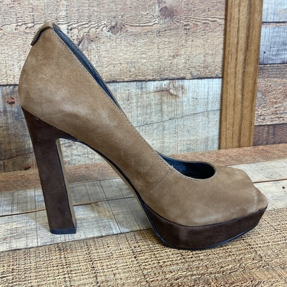 ROSEGOLD Platform Pumps Womens Size 36.5 US 6 Brown Tan High Heel Suede Cocktail - Picture 5 of 11
